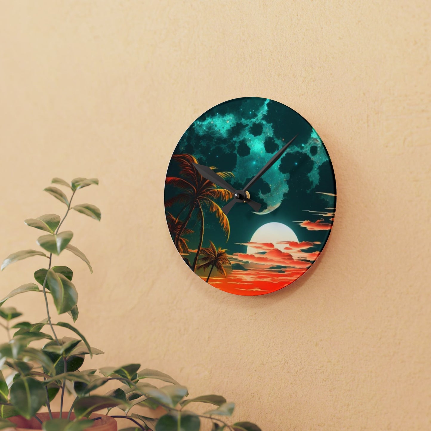 Palm tree Acrylic Wall Clock