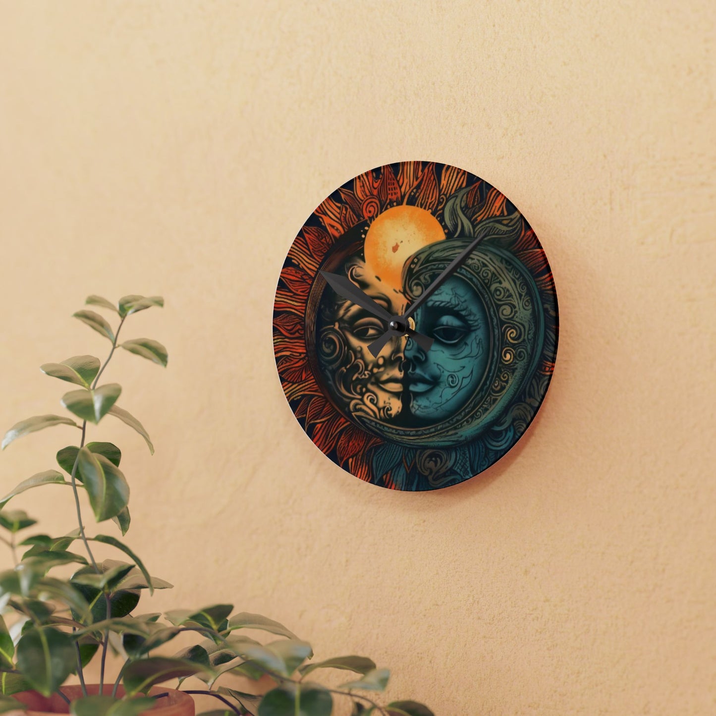 Sun & Moon Acrylic Wall Clock