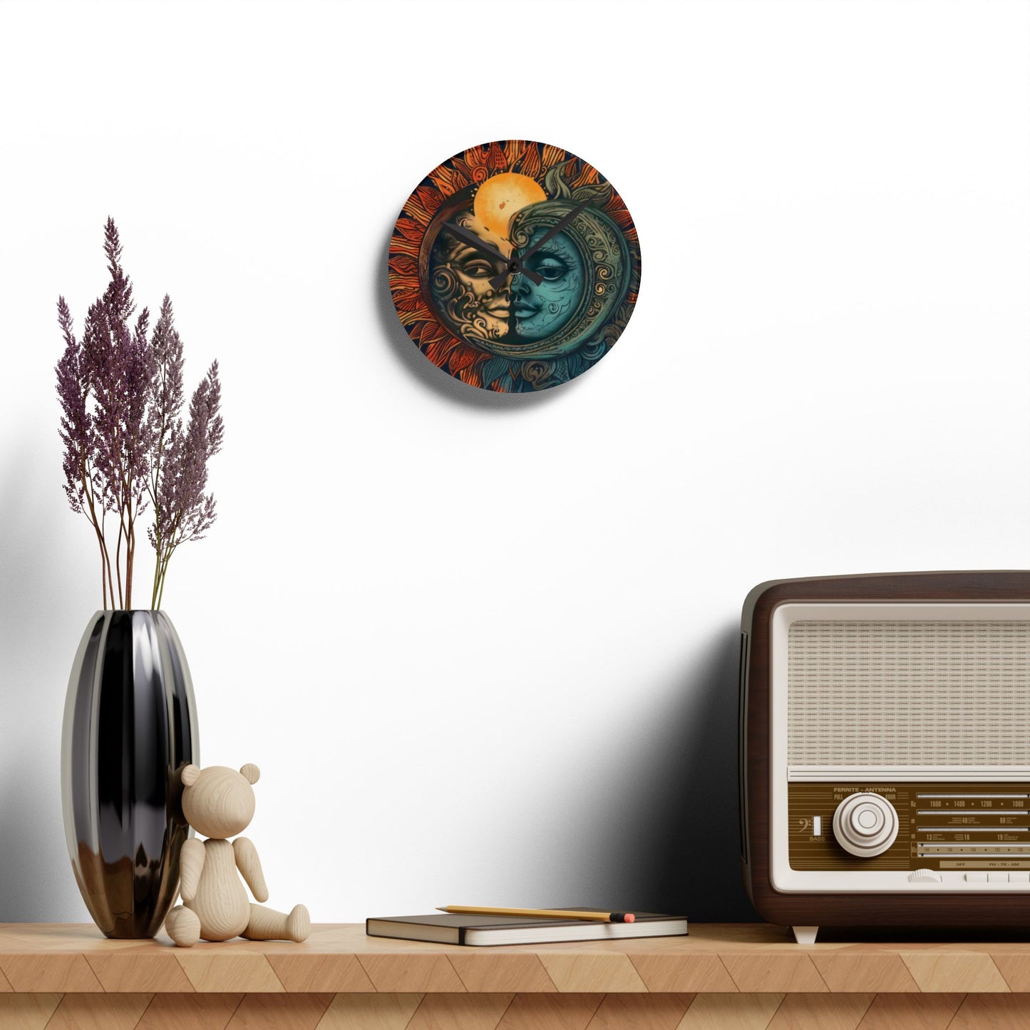 Sun & Moon Acrylic Wall Clock