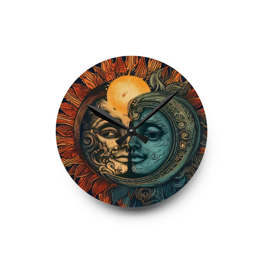 Sun & Moon Acrylic Wall Clock